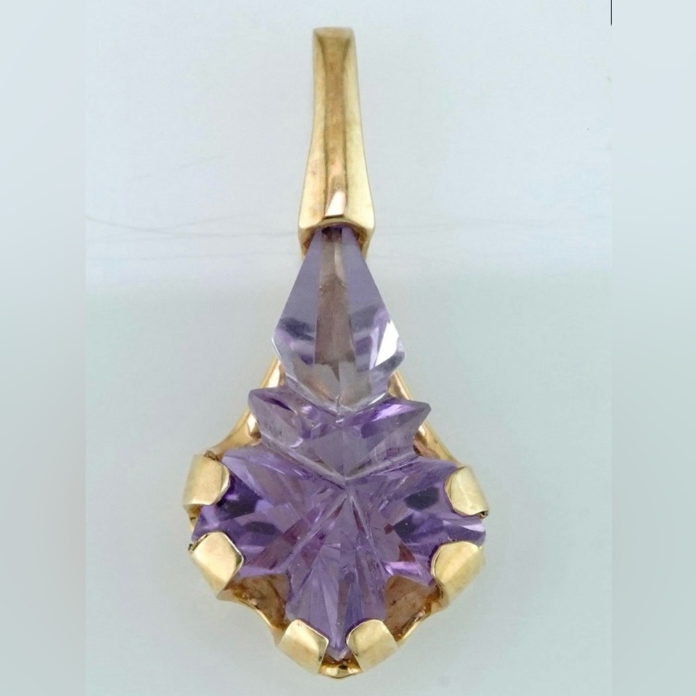 14k yellow gold amethyst pendant